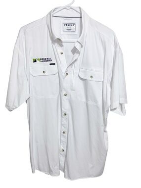 Poncho Shirt Mens Large Fishing Vented  Magnetic Pockets Andersen Windows Logo